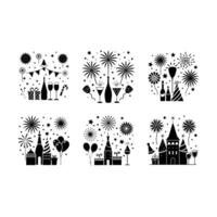New Year Line Art Design for Festive Graphics vector