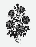 decorative black rose Silhouette design vector