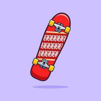 skateboard with red color and batik motif Print vector