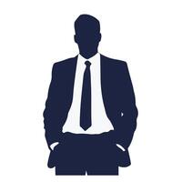 Design a classic businessman icon, showcasing a smart suit, tie, and a briefcase, with a poised and professional look, all in simple, elegant lines to represent. vector