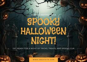 Minimalist Spooky Halloween Night Invitation Card template