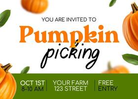 Realistic Pumpkin Modern for Pumpkin Picking Event Template Design