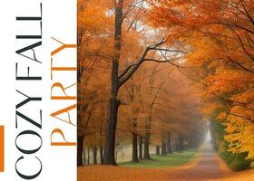 Orange Green Minimalist Fall Party Invitation Card template