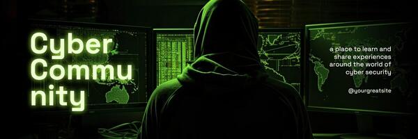 green neon cyber community twitter header template