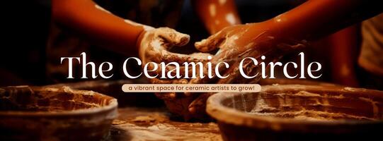 White Cream  Minimalist Ceramic Artistic Community Facebook Cover template
