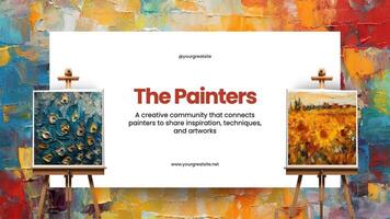 colorfull abstract painting community facebook cover template
