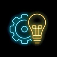 Neon icon of light bulb representing generating new ideas vector