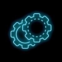 Neon gears interlocking showing teamwork and collaboration vector