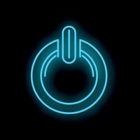 Neon power button shining on black background vector