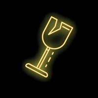 Glowing neon line fragile broken glass symbol on black background vector