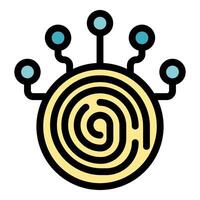Fingerprint connecting with lines to digital interface vector