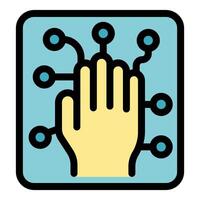 Hand touching interactive digital screen panel icon vector