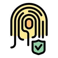 Fingerprint showing secure access with checkmark icon vector