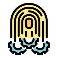 Fingerprint scanning starting work with gears rotating vector