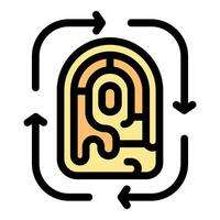 Fingerprint being scanned by arrows rotating around it vector