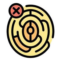 Fingerprint scan showing denied access for security purposes icon vector