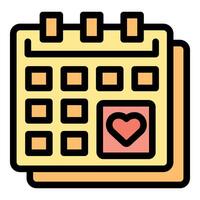 Calendar showing special date with a heart marking an important love event vector