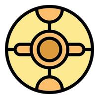 Round button with abstract pattern is being pushed with finger vector