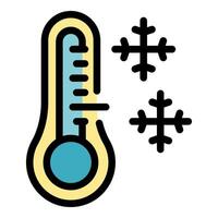 Thermometer showing low temperature with snowflakes icon vector
