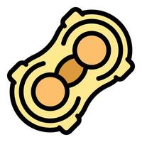 Macadamia nut in shell being opened showing two halves vector