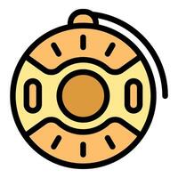 Round yo yo with string extending from top side view icon vector