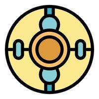 Round spaceship window showing planets in outer space vector