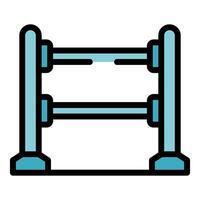 Metal barrier limiting access with two horizontal bars on white background icon vector