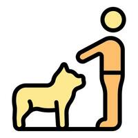 Veterinarian examining a dog with yellow gradient style icon vector