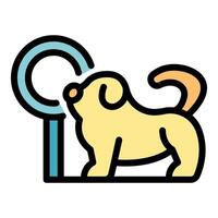 Dog searching with magnifying glass icon color outline vector