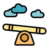 Empty seesaw balancing under summer clouds icon vector