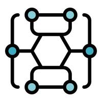 Blockchain network connecting nodes with secure transactions vector