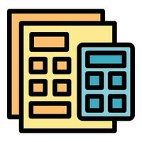 Calculator calculating budget on paperwork icon vector outline