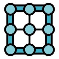 Blockchain network connecting dots crypto icon showing decentralized ledger technology vector