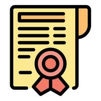 Official document with red ribbon and seal representing success vector