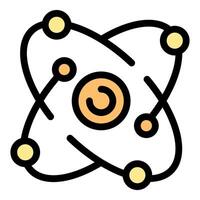 Atom particles rotating around nucleus icon vector
