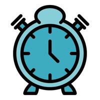 Blue alarm clock showing time passing by vector
