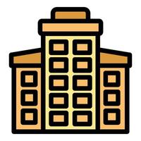 Modern multi storey building with large windows facade icon vector