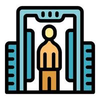 Man passing through airport security metal detector scanner vector