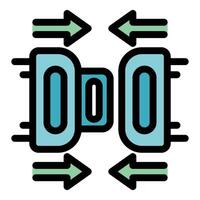 Data transfering with arrows pointing to microchip processor icon vector