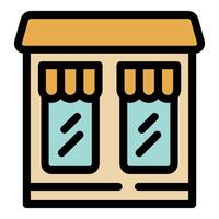 Small business storefront facade with windows and awning vector