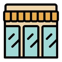 Store building facade with awning icon representing commerce and shopping vector