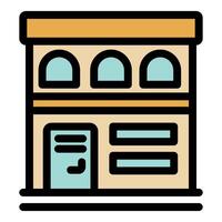 Modern two storey building with arched windows is waiting for its tenants vector