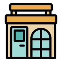 Small business building facade with canopy and windows vector