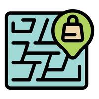 Location pin pointing to a store on a city map vector