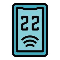 Smartphone showing 22,22 time with wifi symbol vector
