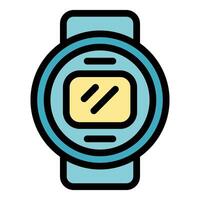 Round smartwatch with big screen showing modern user interface vector