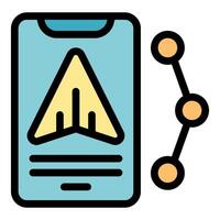 Smartphone showing gps navigation app and route with markers vector
