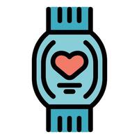 Smart watch displaying heart rate icon for health monitoring vector