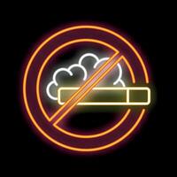 Neon sign representing a cigarette crossed out by a diagonal line for a no smoking area vector