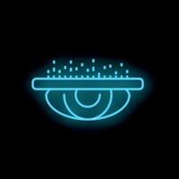 Neon style icon of eye scanning digital data stream vector